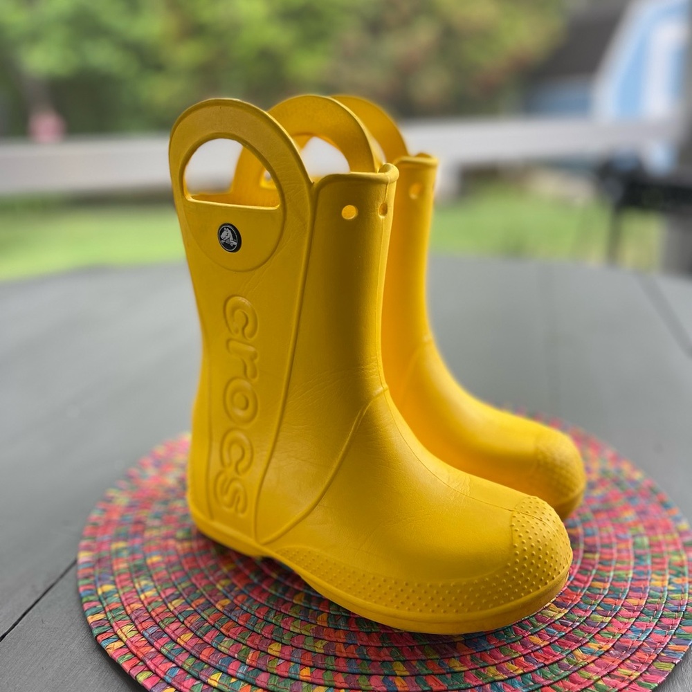 CROCS Yellow Rain & Snow Boots Waterproof Rubber Design